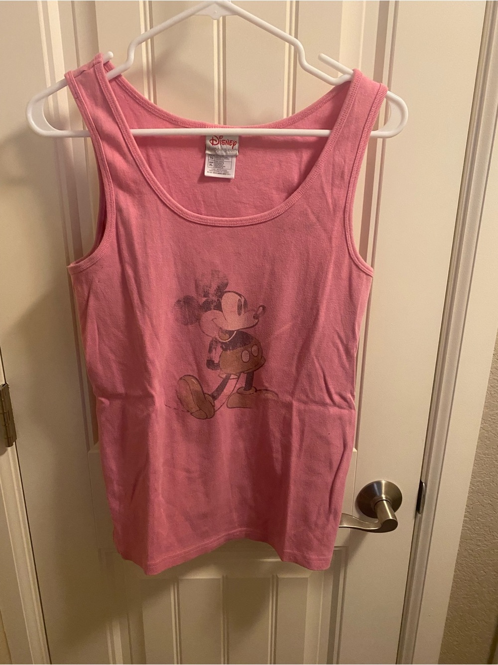 Vintage Mickey Mouse Tank Top XL Pink Disney Shopping 100 Cotton Distressed